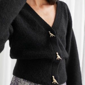 & Other Stories Dinosaur Button Cotton Cardigan